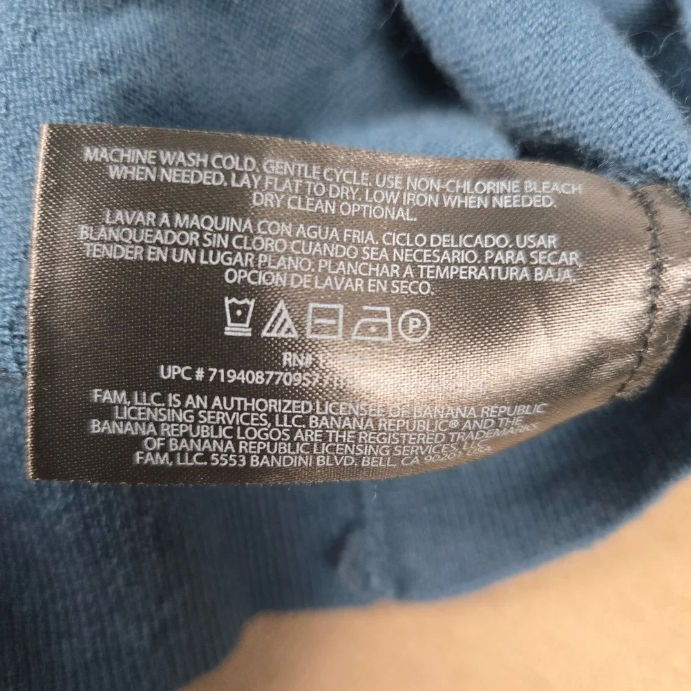Banana Republic Mens Blue 100% Merino Wool Crewneck Sweater Large Fine Knit L